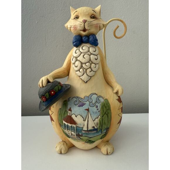 Jim Shore Heartwood Creek Cat Figurine 4016463 “Hats Off to Summer” Retired 2009 - Picture 1 of 7
